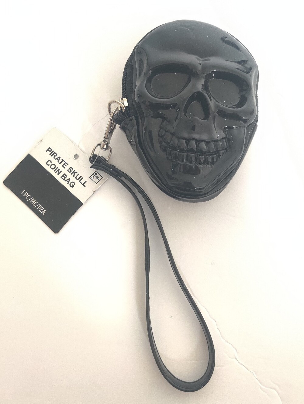 🆕 Pirate Skull Black Coin Bag Wristlet Goth Halloween Boo Basket_3.5"X5.5"